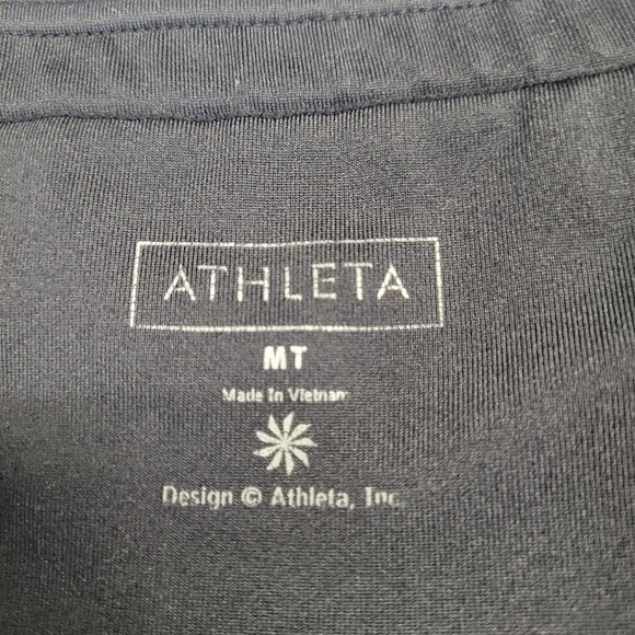 Athleta Yoga Pants Women Size MT Black Zip Back Pocket Floral Design Leggings - Picture 6 of 16